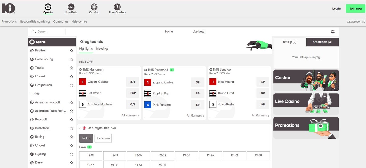 10bet Ireland Greyhound betting pc