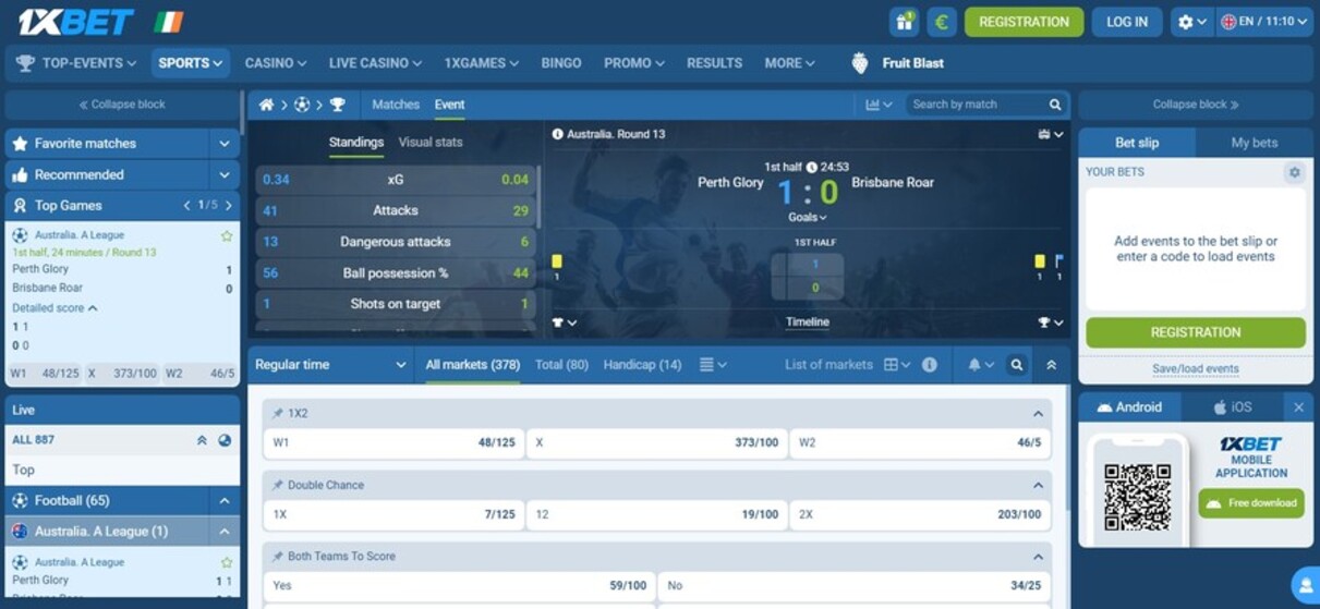 1xBet Ireland Sportsbook Live Betting pc