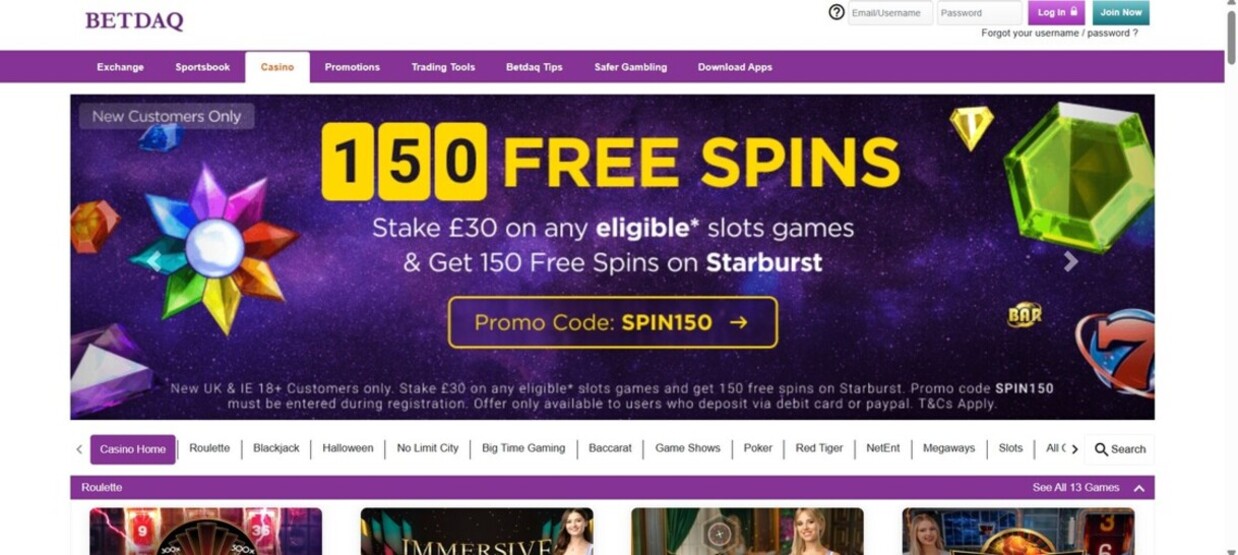 Betdaq Casino Homepage Ireland