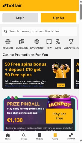Betfair Ireland Casino Homepage