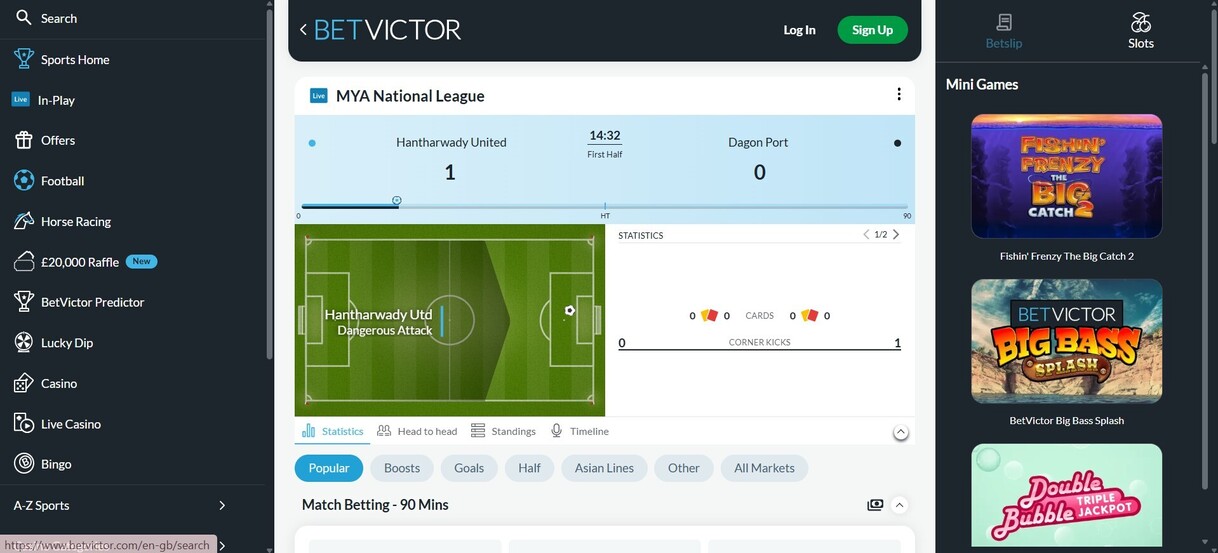 Betvictor In play Betting Sports