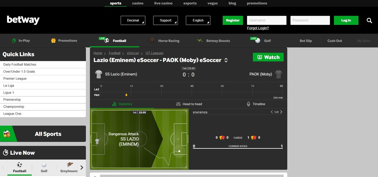 Live Betting Betway Ireland pc