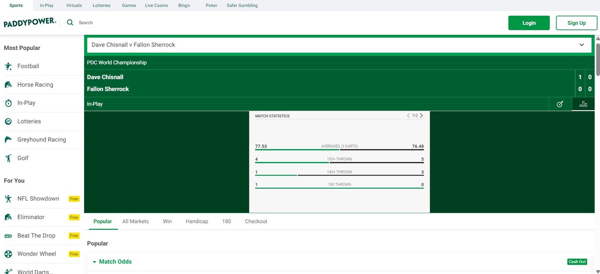 PaddyPower In play betting Sport Ireland pc