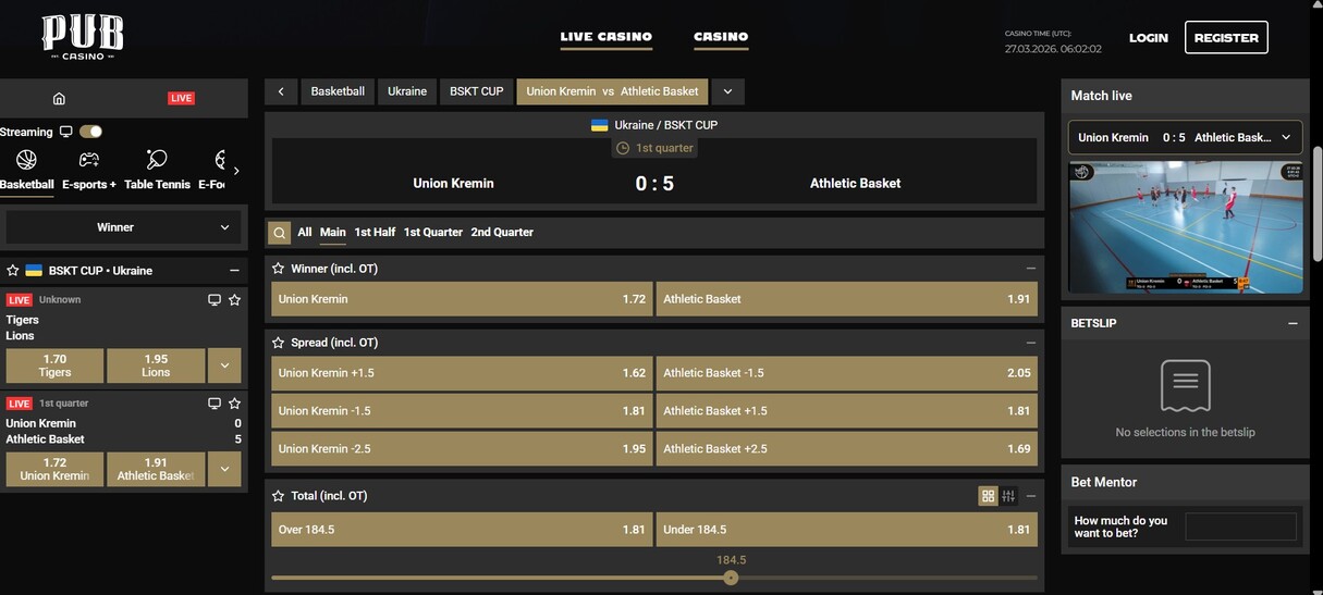 Pub Casino Live betting Sportsbook Ireland pc