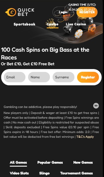 Quickbet Casino Ireland Homepage