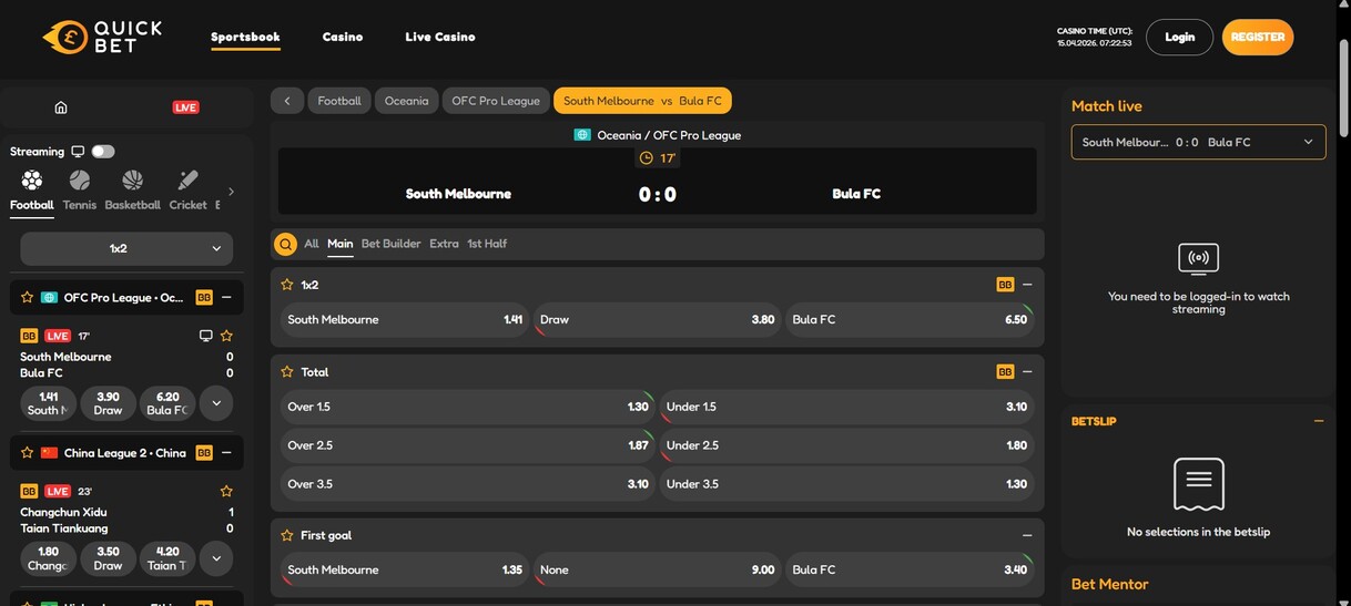Quickbet Sports Ireland Live betting pc