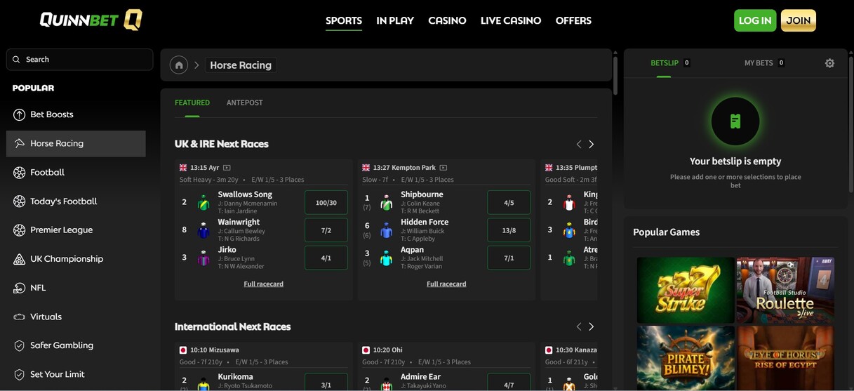 Quinnbet Ireland Betting Horse Racing pc