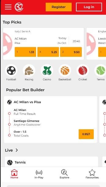 Sportsbetting Ireland Homepage 32red