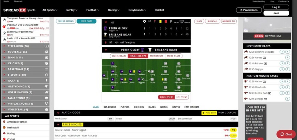 SpreadEx Ireland Sportsbook Live Betting pc