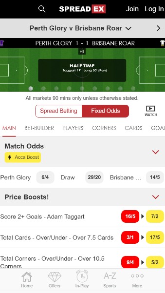 SpreadEx Ireland Sportsbook Live Betting