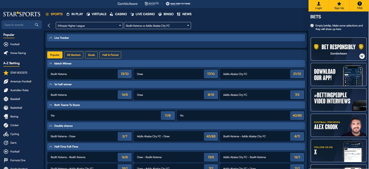 Starsports Sportsbook Ireland Live betting pc