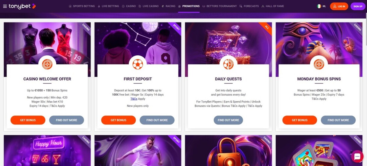 Tonybet Ireland Promotions